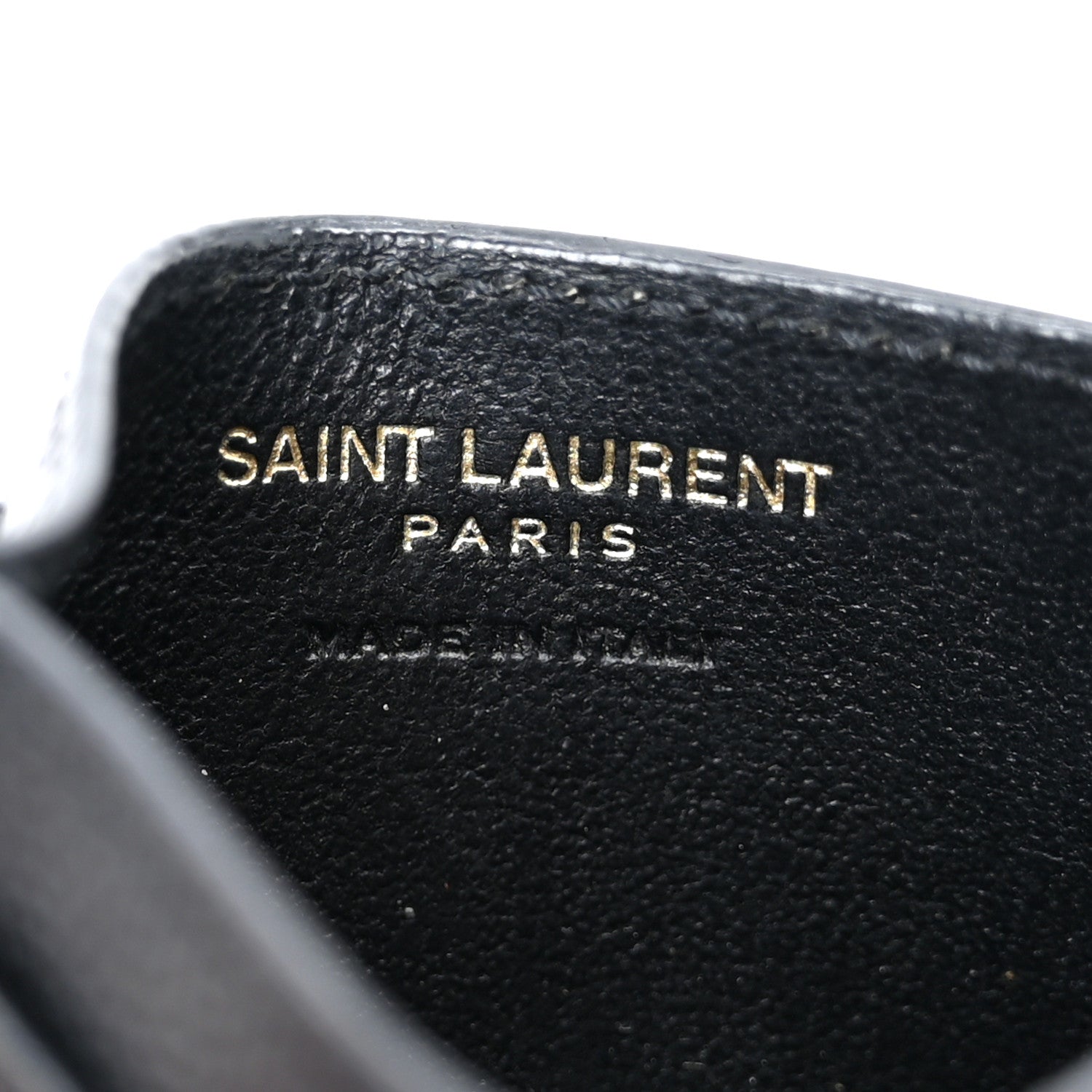 Saint Laurent Grain De Poudre Matelasse Chevron Monogram Credit Card Case Black 6 of 9