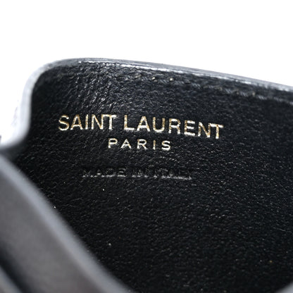 Saint Laurent Grain De Poudre Matelasse Chevron Monogram Credit Card Case Black 6 of 9
