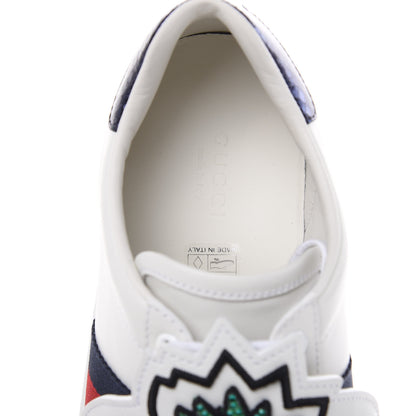 Gucci Calfskin Ayers Crystal Web Womens New Ace Pineapple Sneakers 38 White 6 of 10
