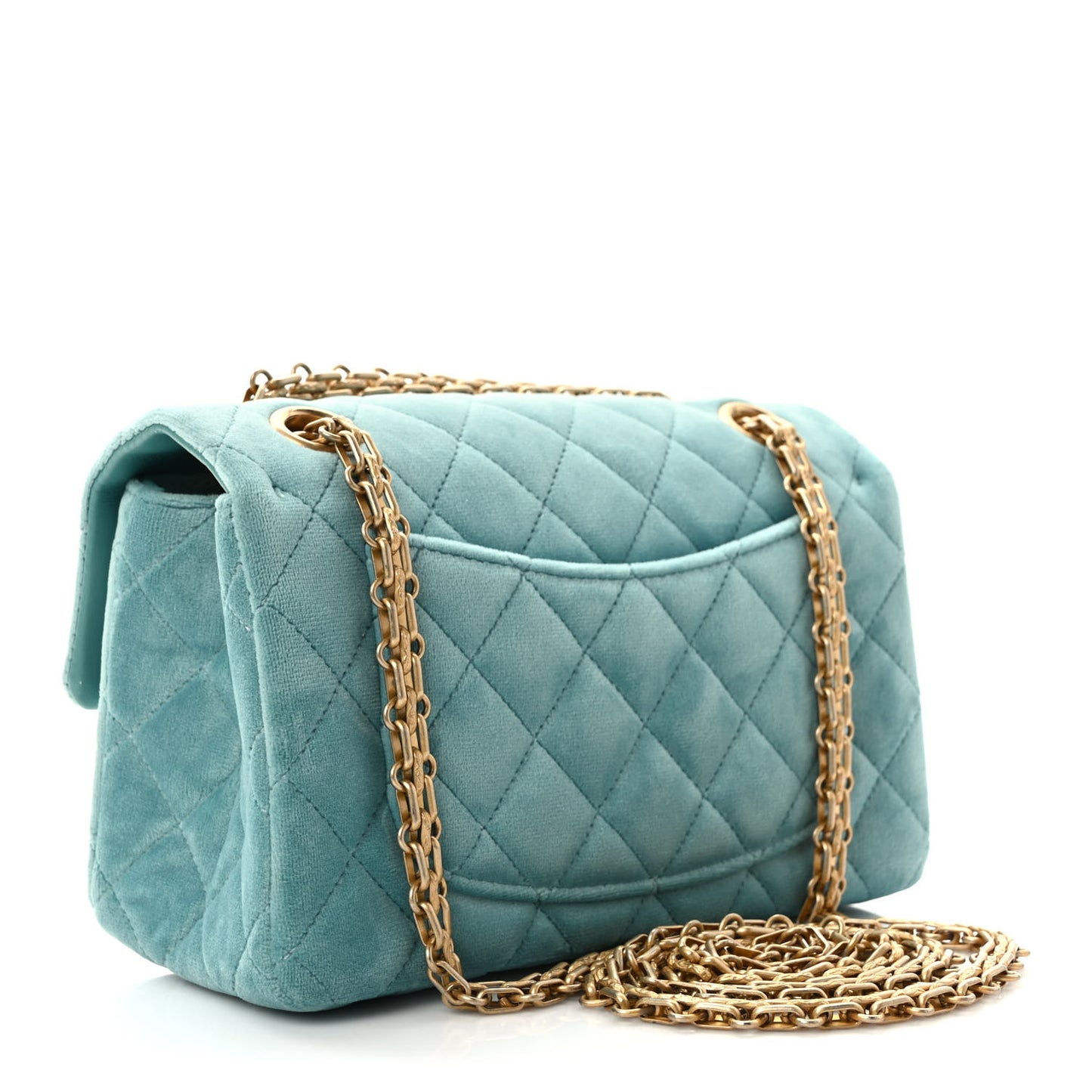 Velvet Quilted Mini 2.55 Reissue Flap Light Blue
