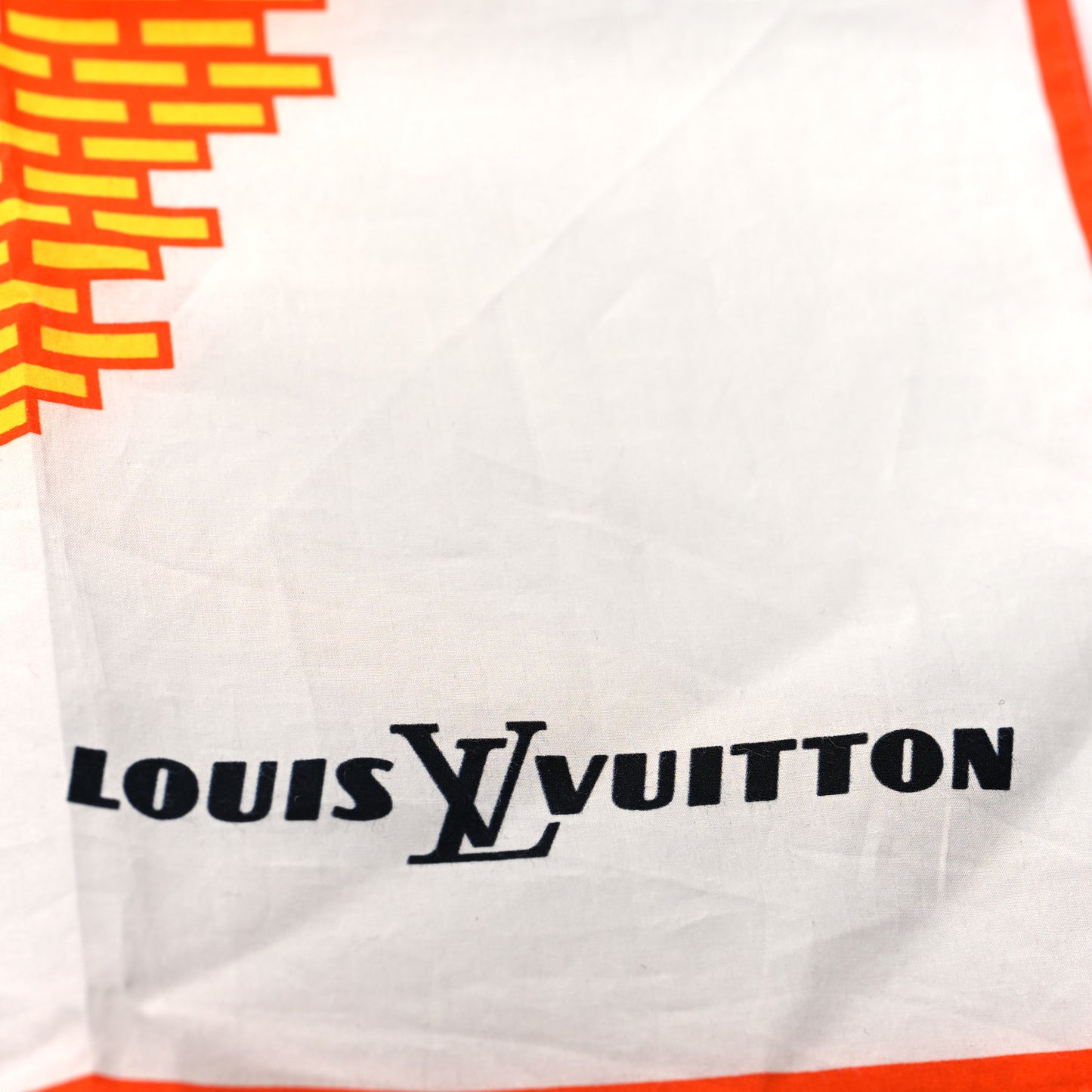 Logo Cotton Square Scarf White Multicolor