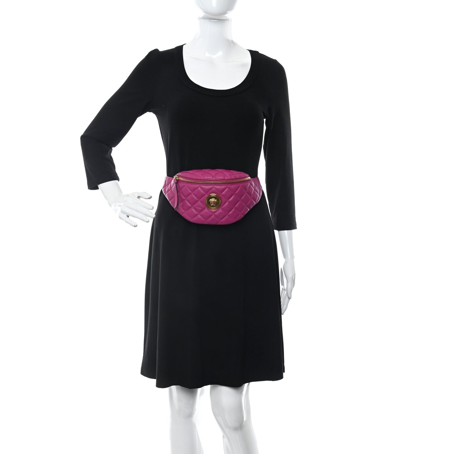 Nappa Quilted Medusa Belt Bag Pink
