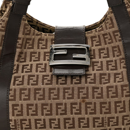 Fendi Zucchino Vitello Shoulder Bag Testa di Moro Beige 7 of 14
