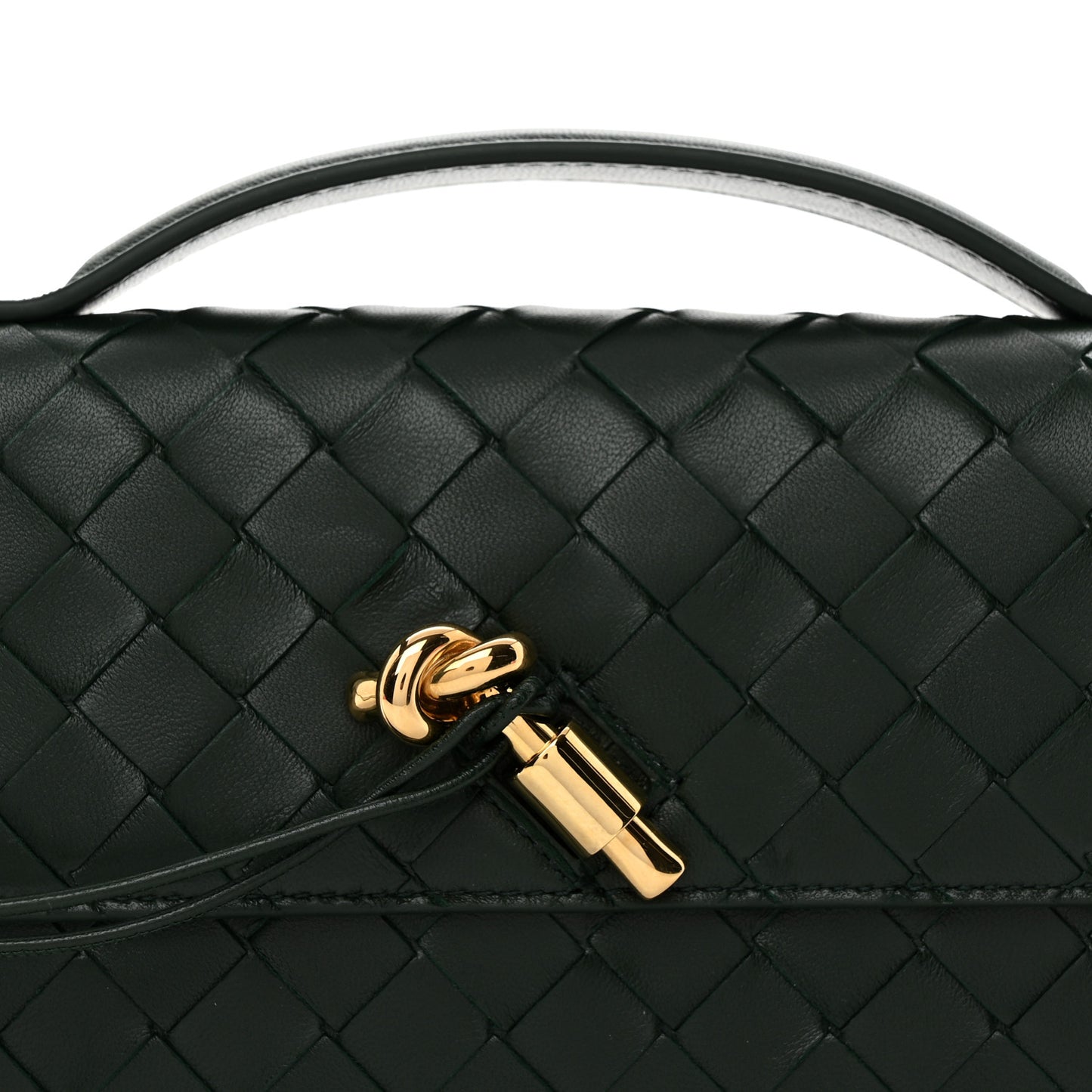 Nappa Intrecciato Long Andiamo Top Handle Clutch Emerald Green