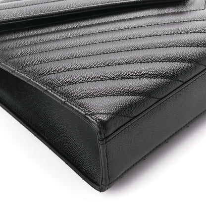 Saint Laurent Grain De Poudre Matelasse Chevron Large Monogram Satchel Black 10 of 13