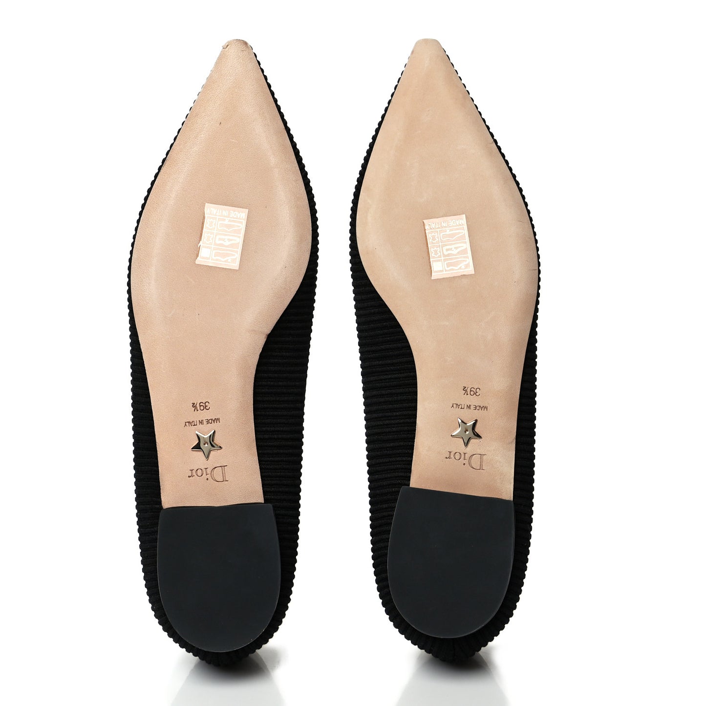 Fabric Ribbon Embroidered J'Adior Ballet Flats 39.5 Black