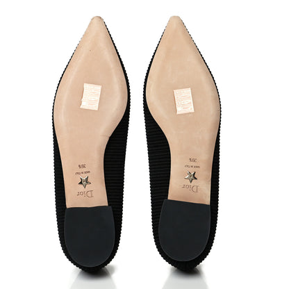 Christian Dior Fabric Ribbon Embroidered J'Adior Ballet Flats 39.5 Black 5 of 8