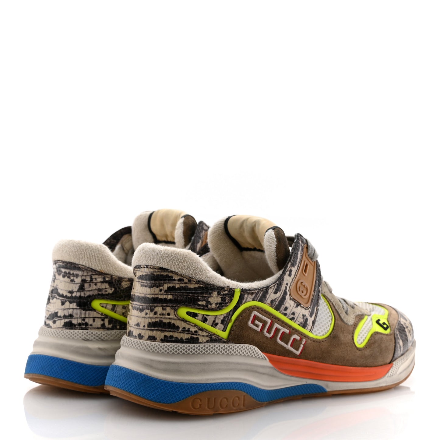 Suede Calfskin Tejus Printed Mens Ultrapace Sneakers 7.5 Natural Ardesia Neon Yellow