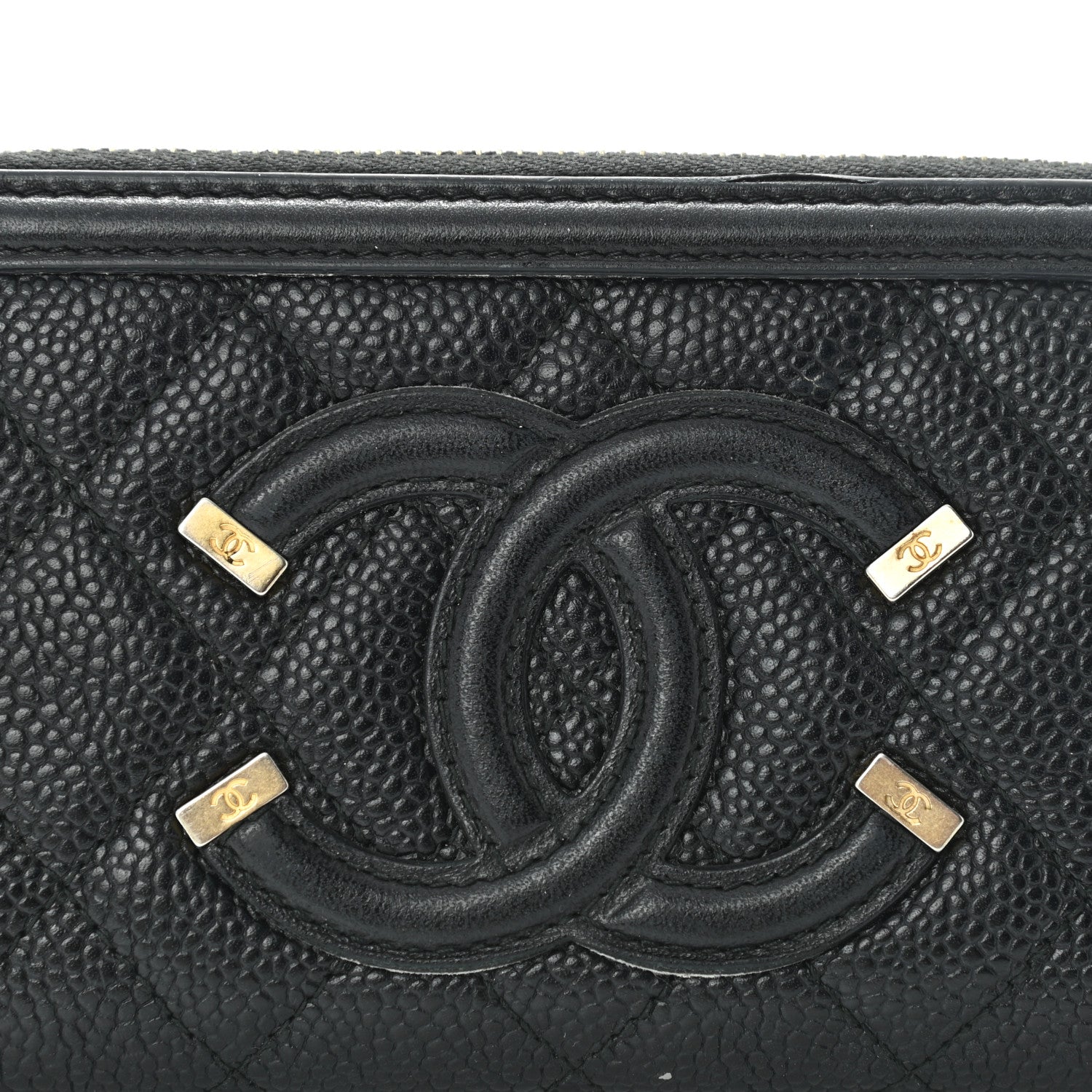 Chanel Caviar Quilted Medium Filigree Zip Around Wallet Black 9 of 11