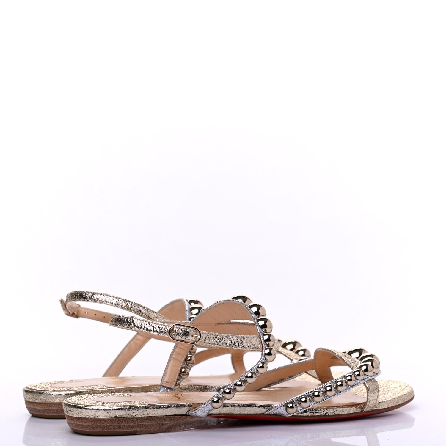 Christian Louboutin Specchio Vintage Galeria Flat Sandals 39 Platine Light Gold 7 of 11