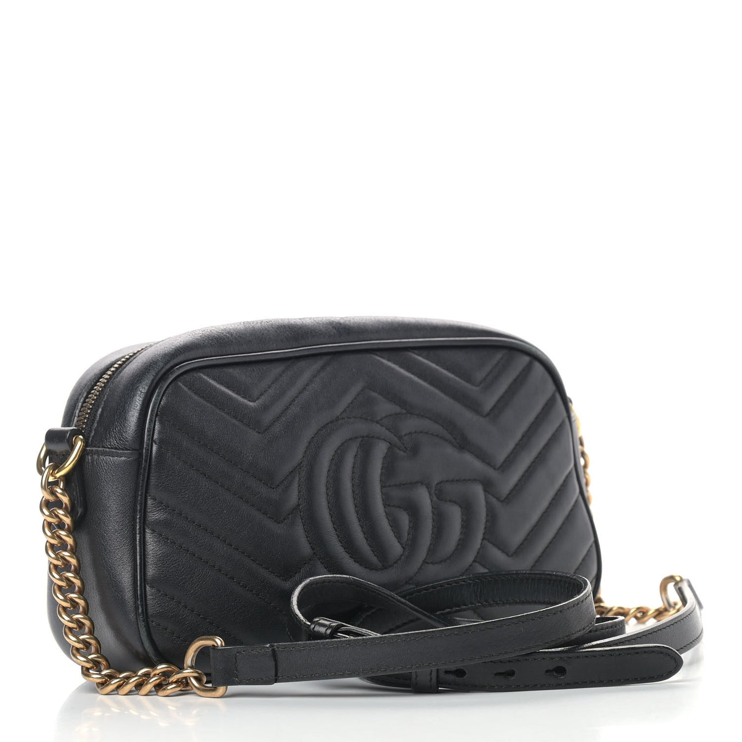 Calfskin Matelasse Small GG Marmont Chain Shoulder Bag Black