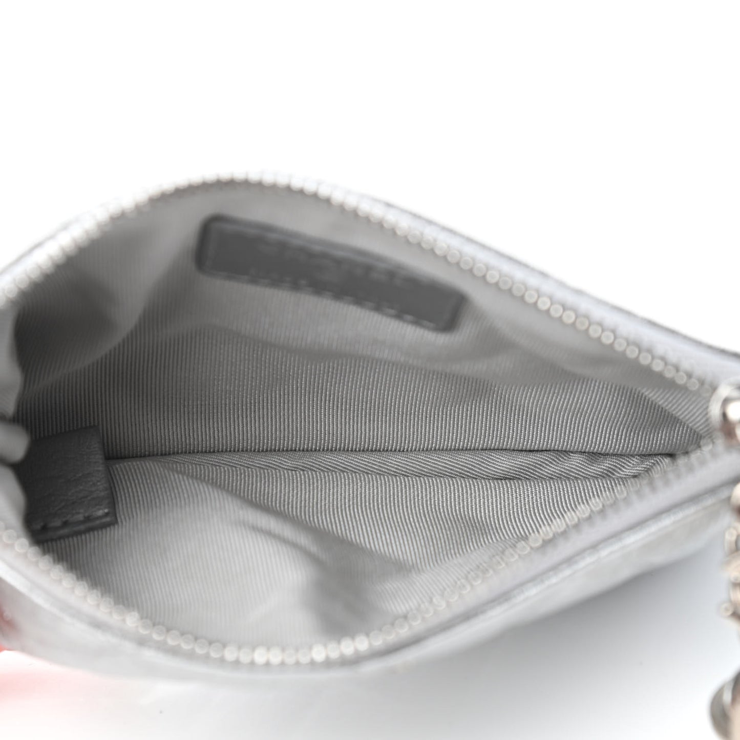 Metallic Calfskin Quilted Small Cosmo Cosmetic Case Silver