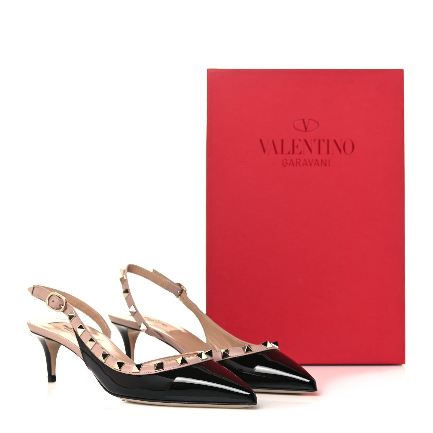 Valentino Garavani Patent Nappa Rockstud Half D'Orsay Slingback 50mm Pumps 37 Black Poudre 11 of 11