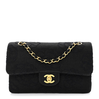 Chanel Canvas Camellia Embroidered Small Double Flap Black 1 of 13