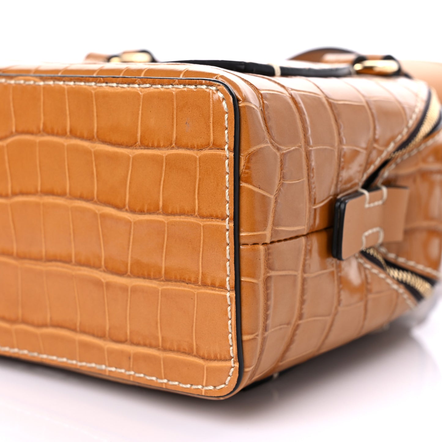 Calfskin Crocodile Embossed Small Daria Autumnal Brown