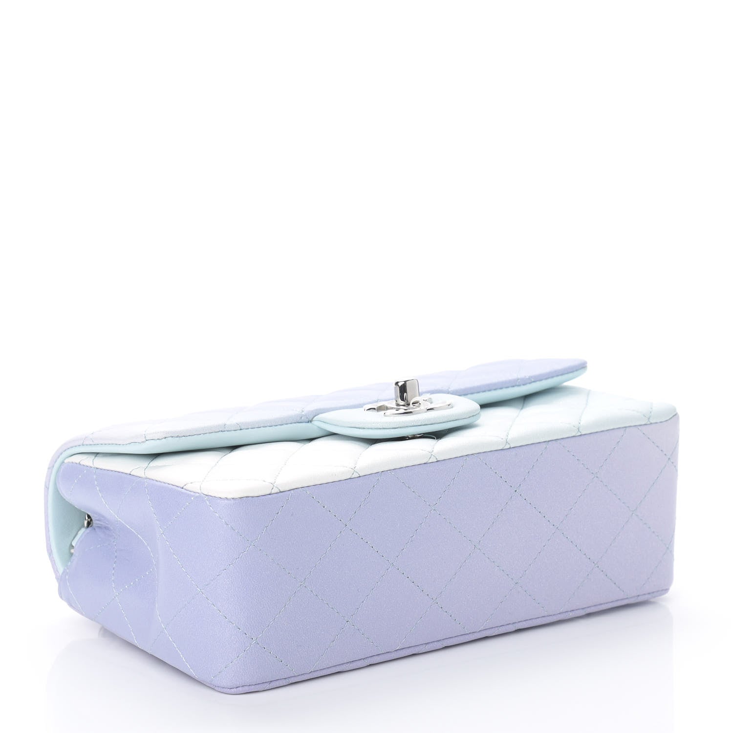Chanel Perforated Lambskin Quilted Mini Rectangular Flap Light Blue Light Purple White 4 of 9