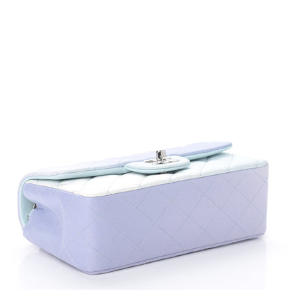 Chanel Perforated Lambskin Quilted Mini Rectangular Flap Light Blue Light Purple White 4 of 9