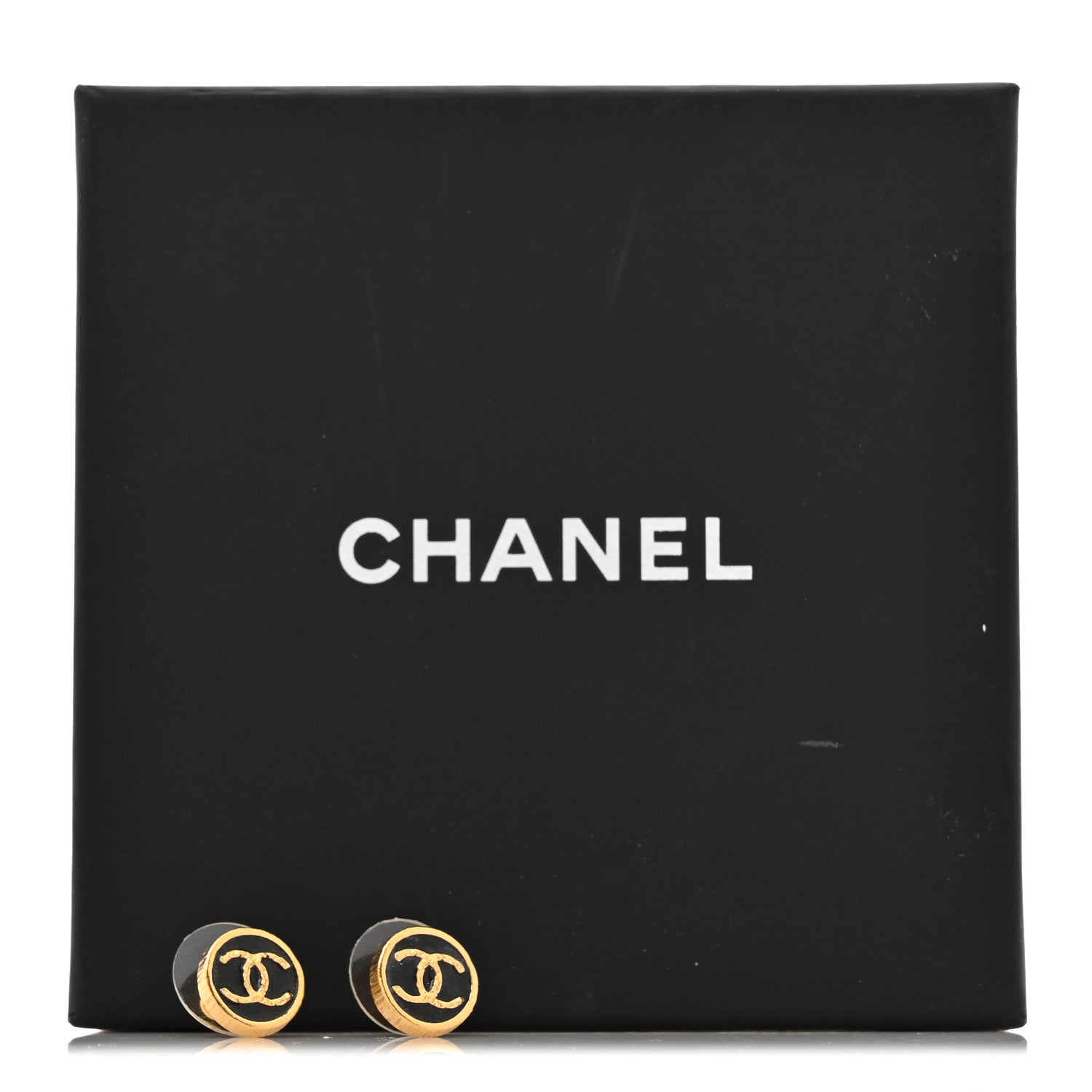 Chanel Resin CC Round Earrings Gold Black 5 of 5