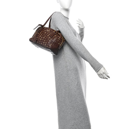 Prada Vitello Daino Grommet Satchel Bruciato 2 of 10