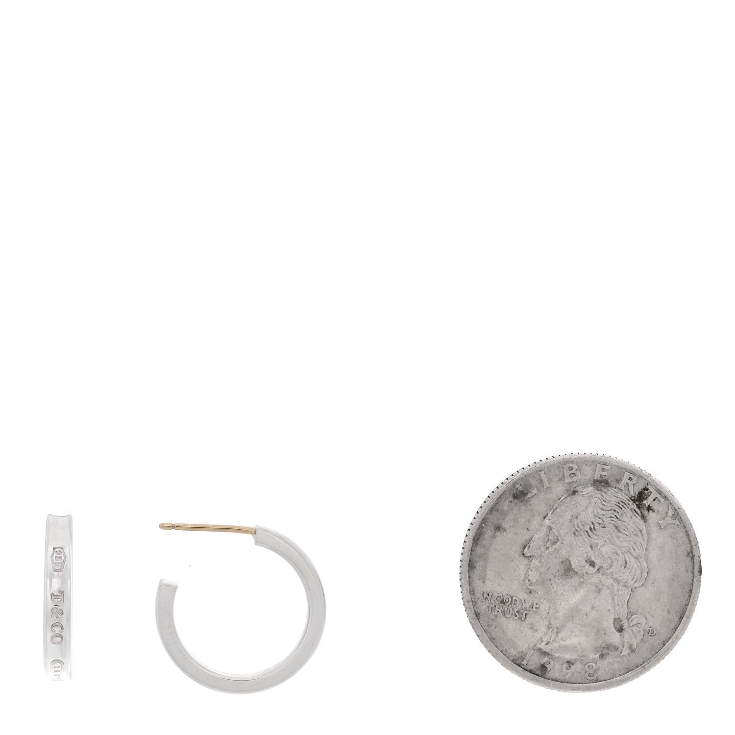 Tiffany Sterling Silver 1837 Small Narrow Hoop Earrings 2 of 5