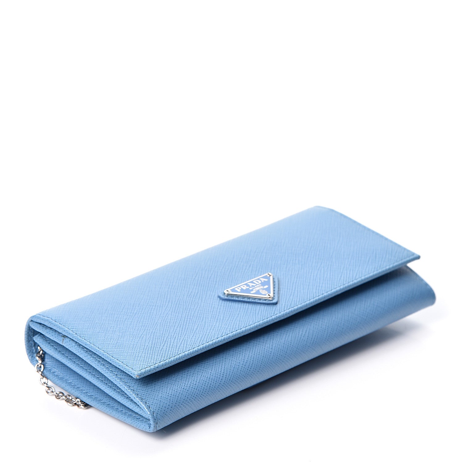 Prada Saffiano Triangle Continental Flap Wallet Mare 3 of 8
