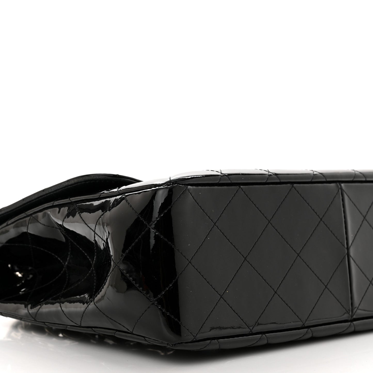 Patent Quilted Jumbo Single Flap Black