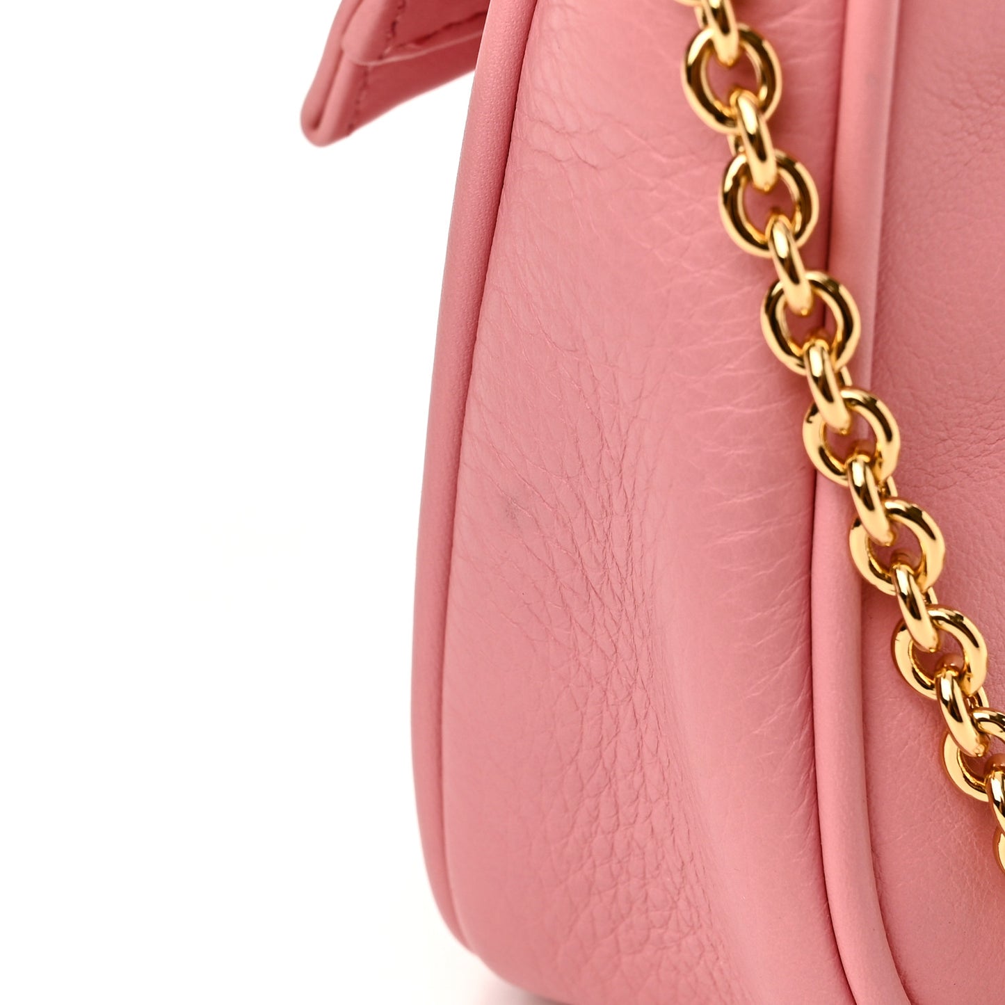 Vitello Flamingo Enamel Fendista Pouchette Crossbody Pink