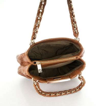 Fendi Crinkled Lambskin Small Mia Tote Camel 5 of 8
