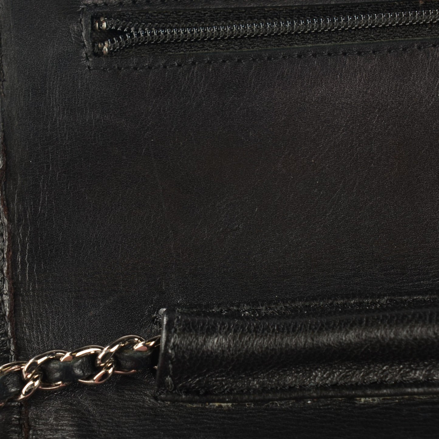Calfskin Quilted Cambon Wallet On Chain WOC Black