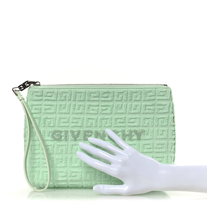 Givenchy Terry Cloth Logo Zipped Pouch Aqua Green 2 of 13