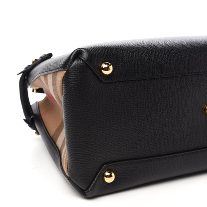 Burberry Grainy Calfskin House Check Medium Banner Tote Black 6 of 11