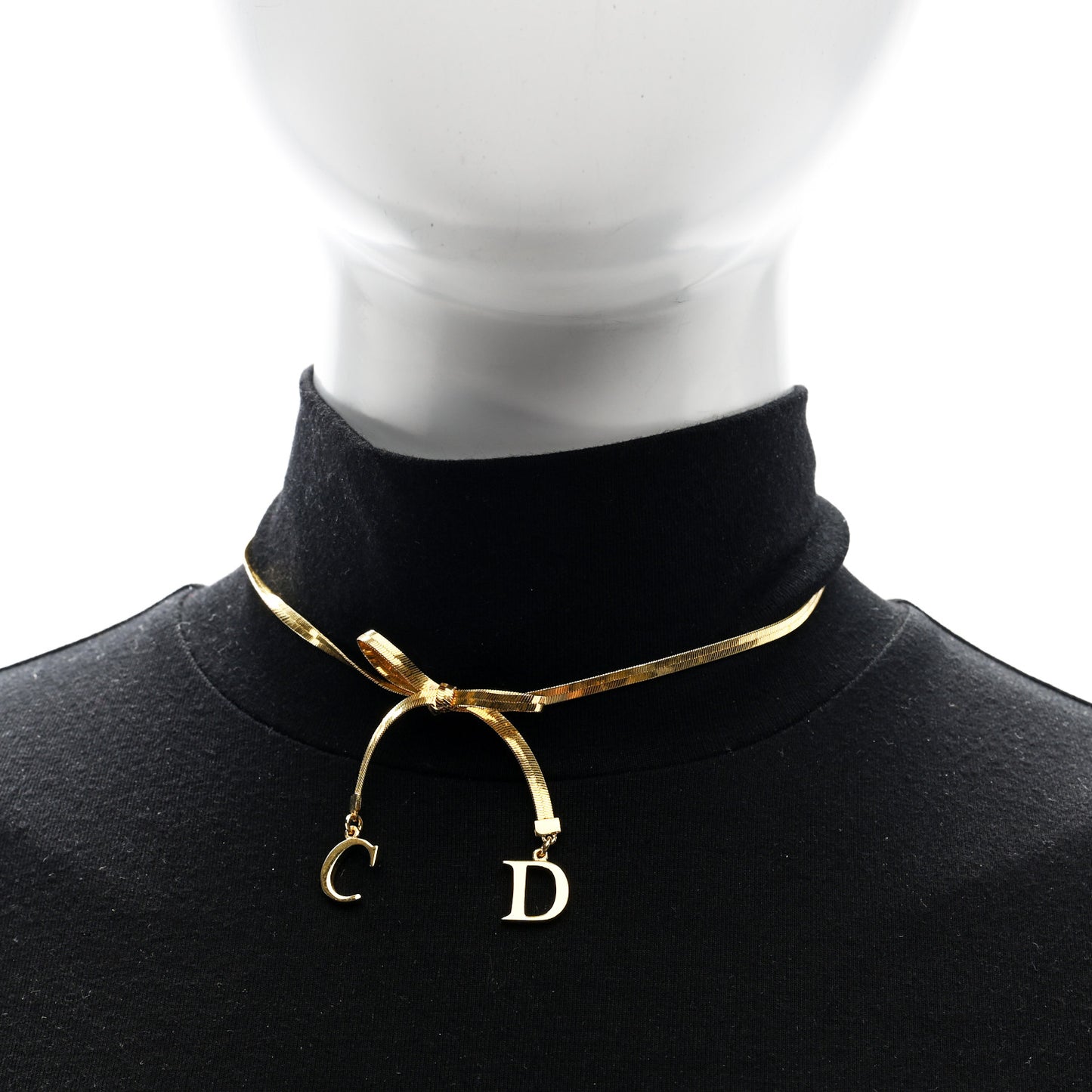 Bow CD Necklace Gold