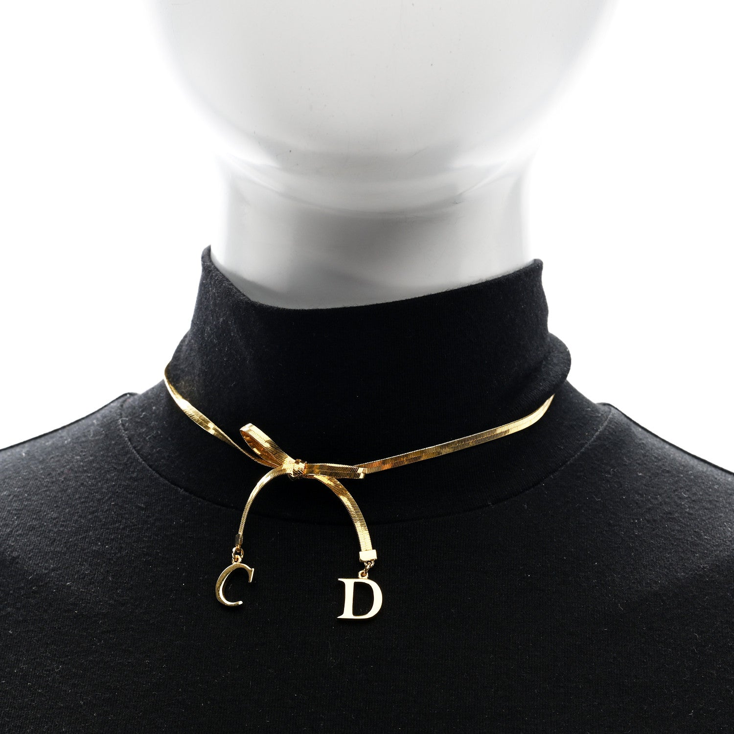 Christian Dior Bow CD Necklace Gold 2 of 5