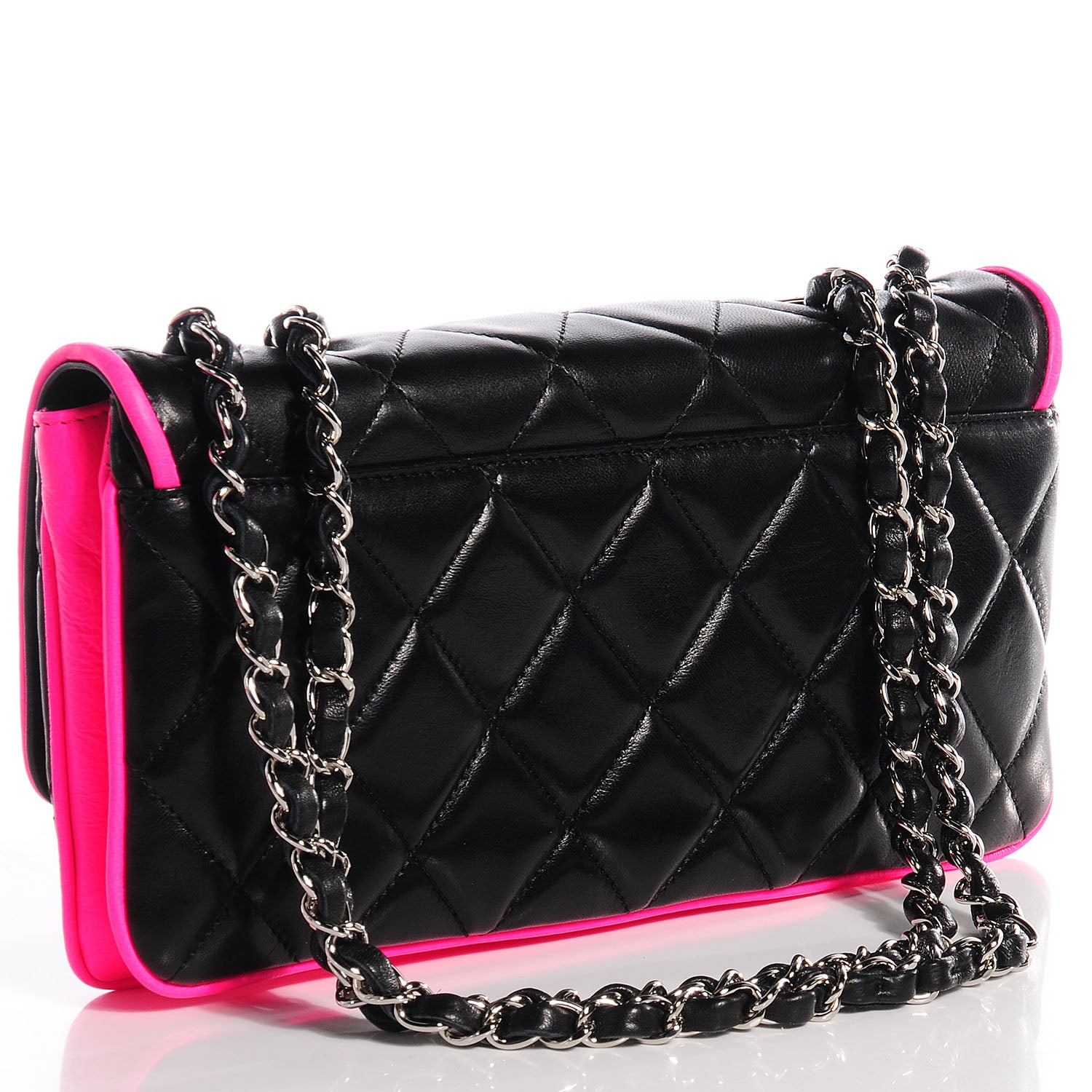 Chanel Lambskin Quilted Bi-Color Flap Black Pink 3 of 9