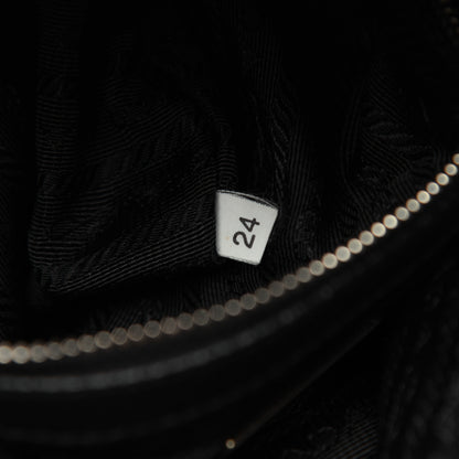 Prada Tessuto Nylon Calfskin Hobo Black 9 of 25