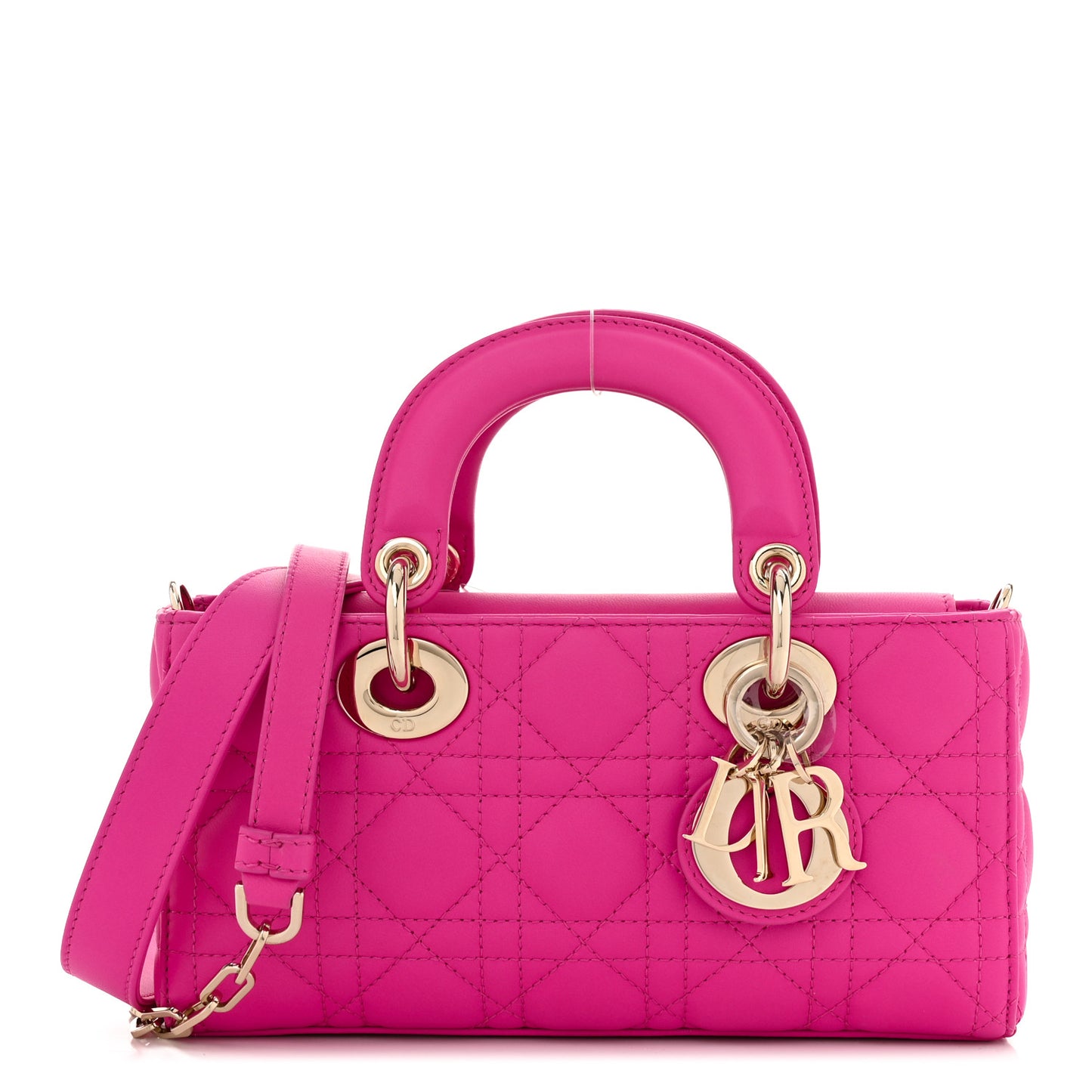 Lambskin Cannage Small Lady D-Joy Fuchsia