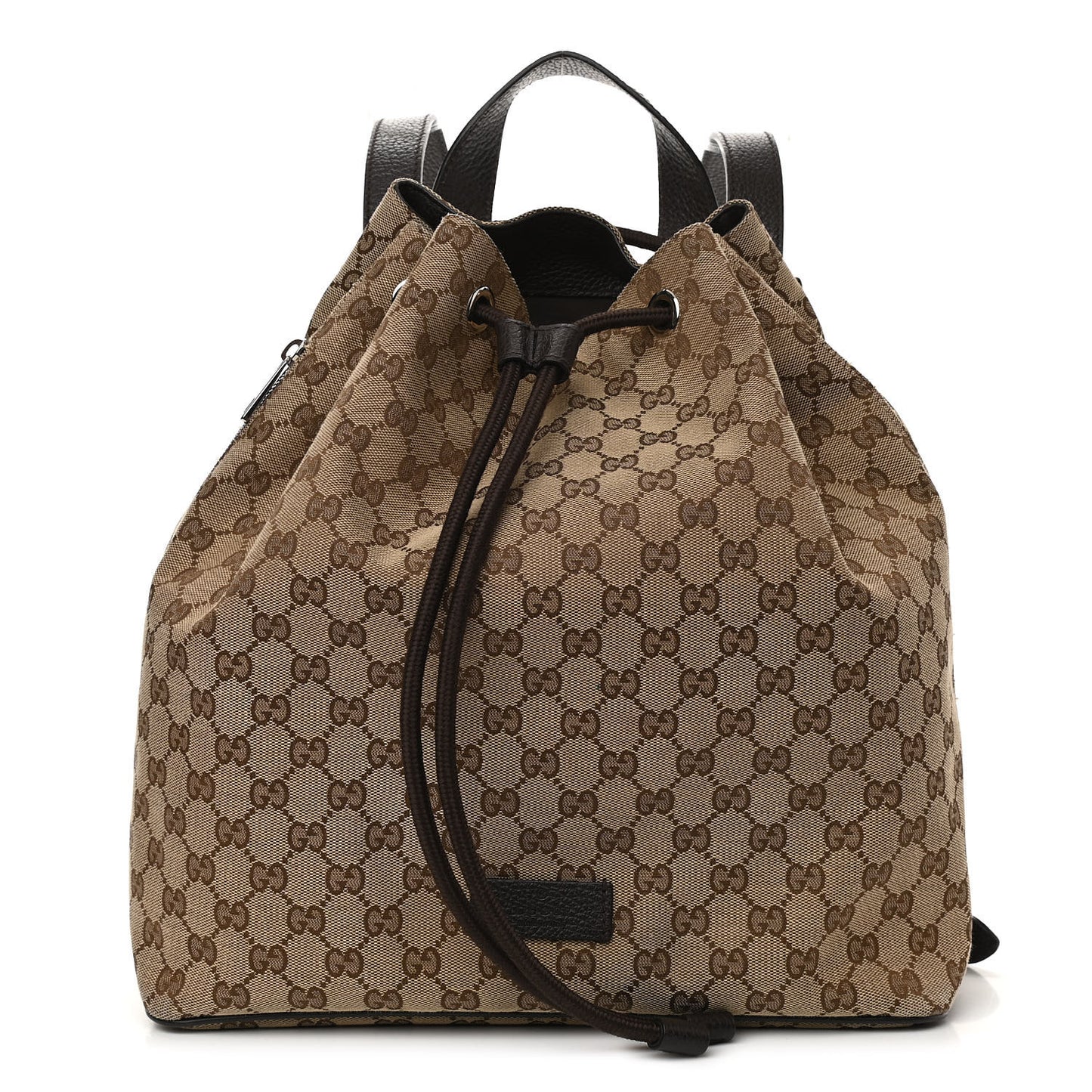 Monogram Dollar Calfskin O Drawstring Backpack Beige Ebony Testa di Moro Dark Chocolate
