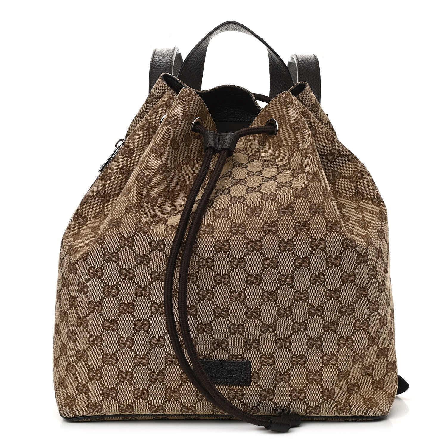 Gucci Monogram Dollar Calfskin O Drawstring Backpack Beige Ebony Testa di Moro Dark Chocolate 1 of 11