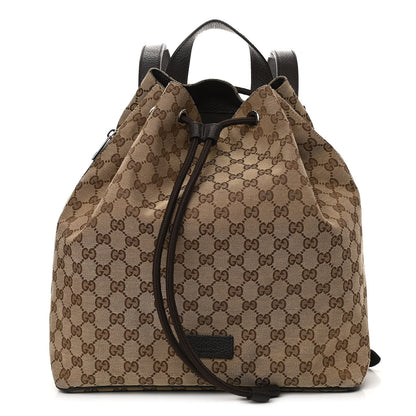 Gucci Monogram Dollar Calfskin O Drawstring Backpack Beige Ebony Testa di Moro Dark Chocolate 1 of 11