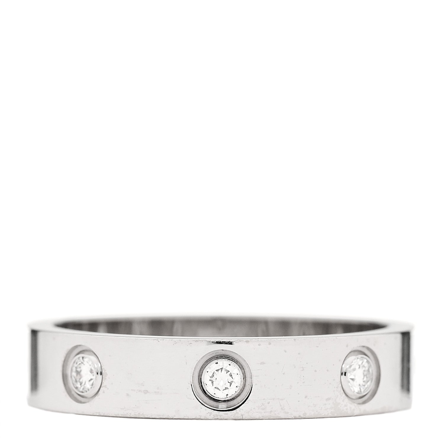 Cartier 18K White Gold 8 Diamond 4mm Wedding Band LOVE Ring 52 6 3 of 5