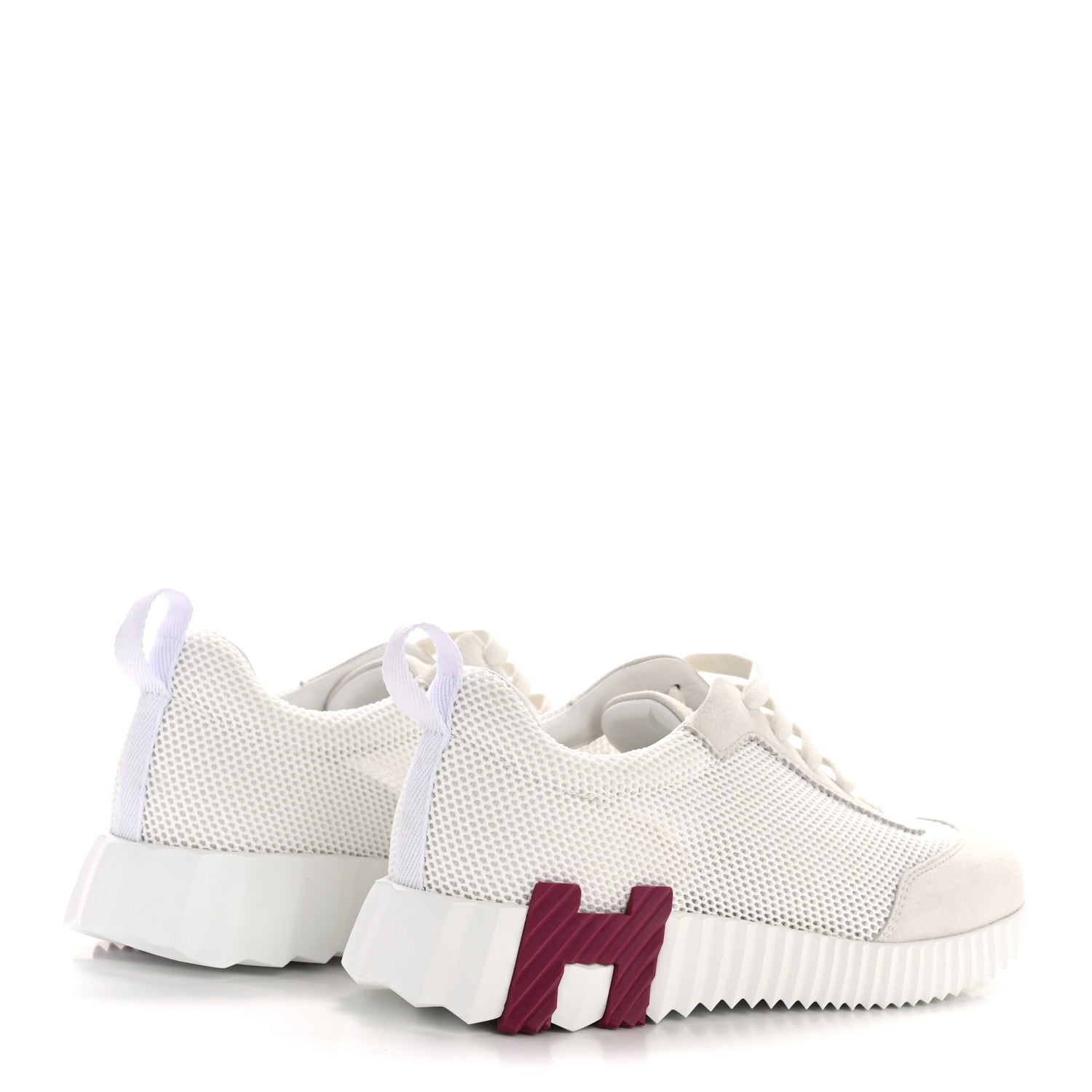 Hermes Air Mesh Suede Goatskin Bouncing Sneakers 37 White Orange Pink 5 of 9