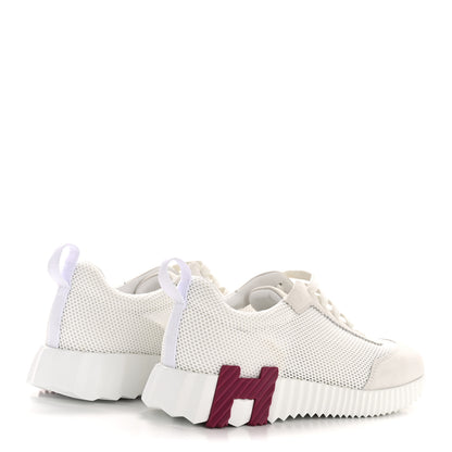 Hermes Air Mesh Suede Goatskin Bouncing Sneakers 37 White Orange Pink 5 of 9