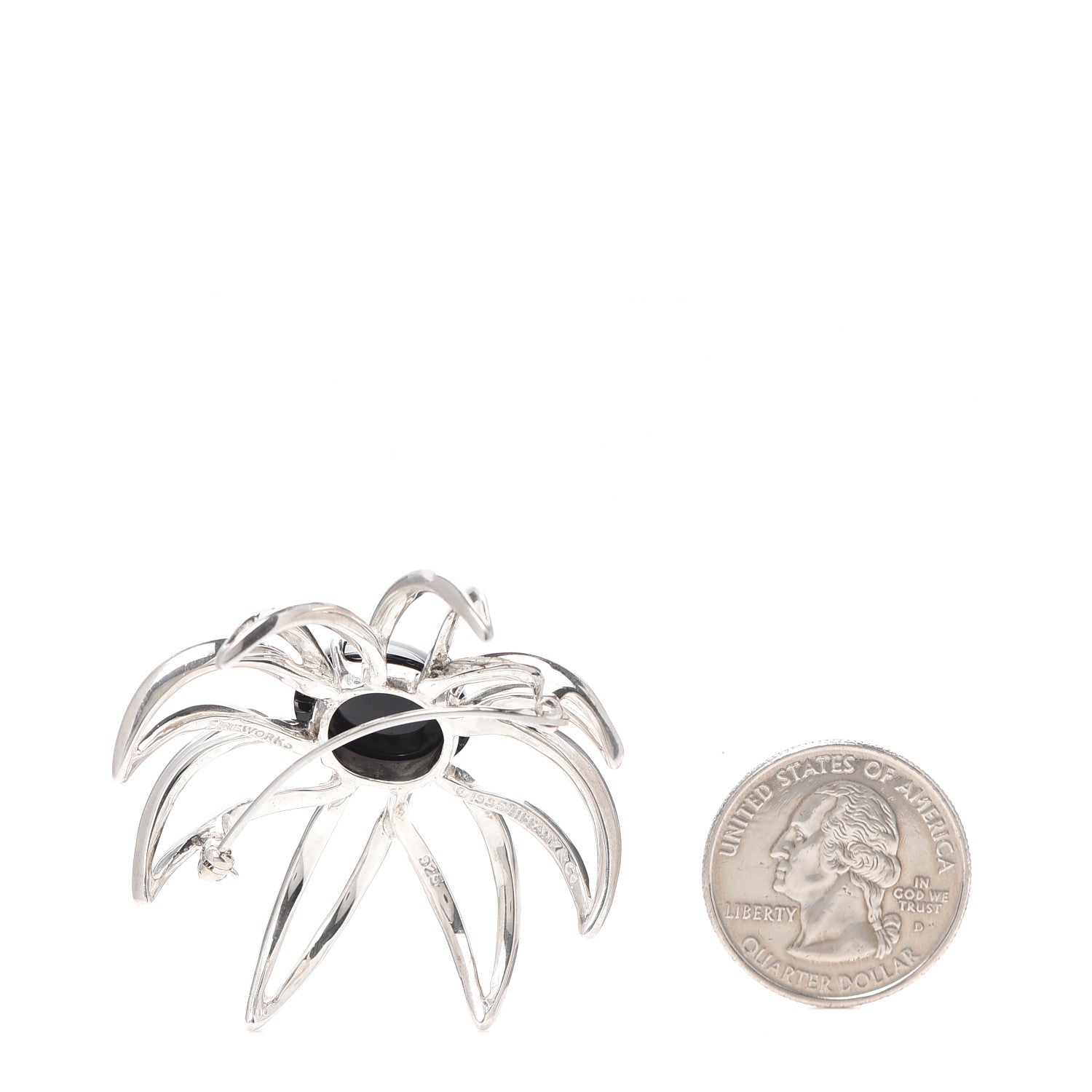 Tiffany Sterling Silver Black Onyx Fireworks Brooch Pin 2 of 5