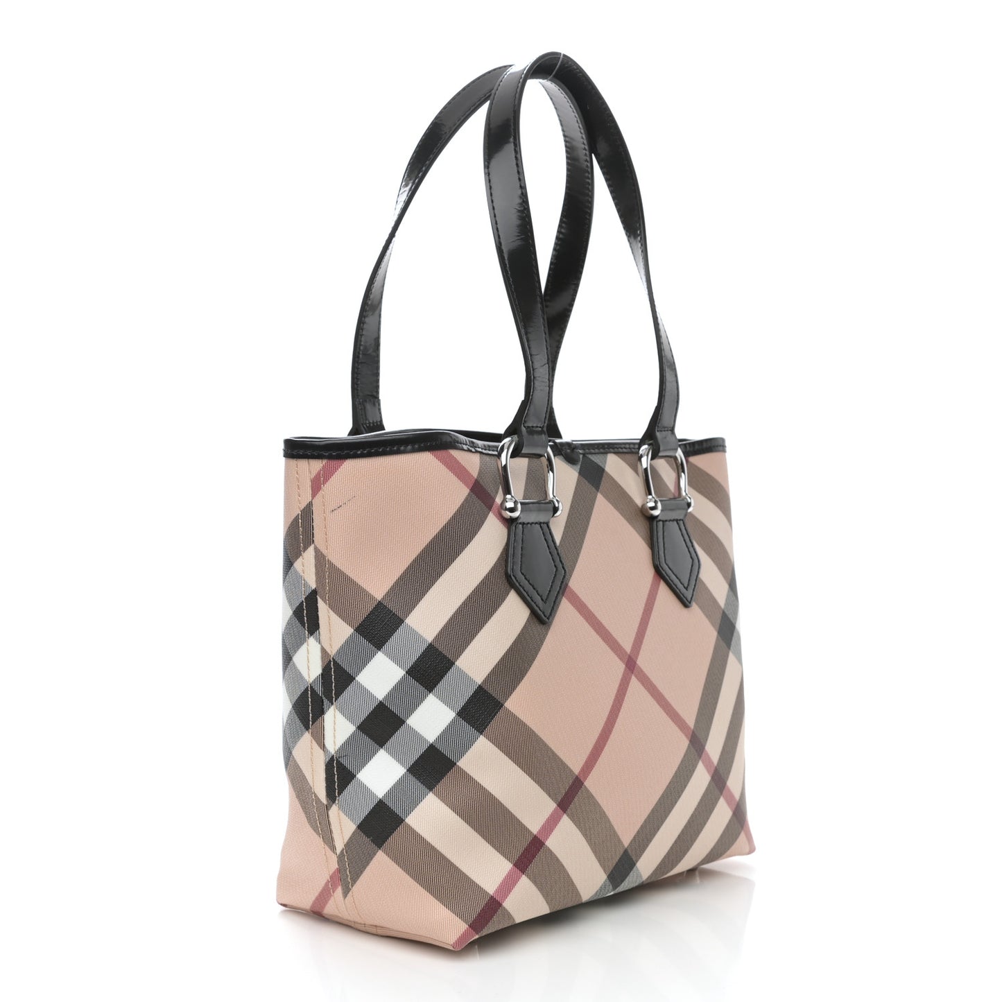 Patent Trim Nova Check Small Nickie Shopper Tote