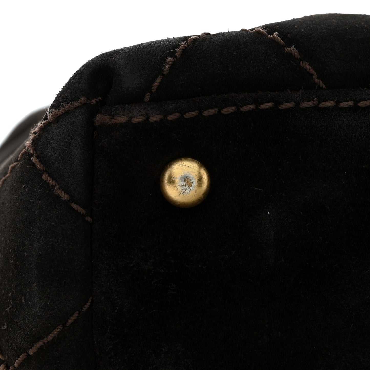 Suede Quilted Shopping Tote Brown