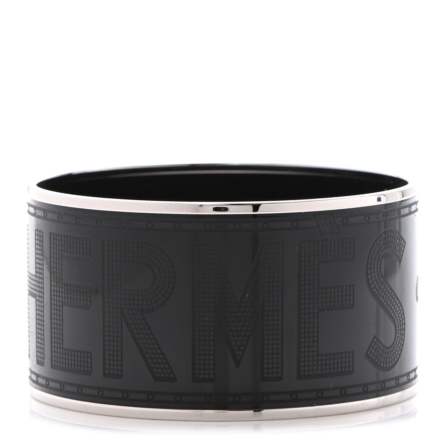 Hermes Enamel Printed Sellier Extra Wide Bracelet 65 Black 1 of 5