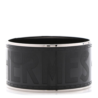 Hermes Enamel Printed Sellier Extra Wide Bracelet 65 Black 1 of 5