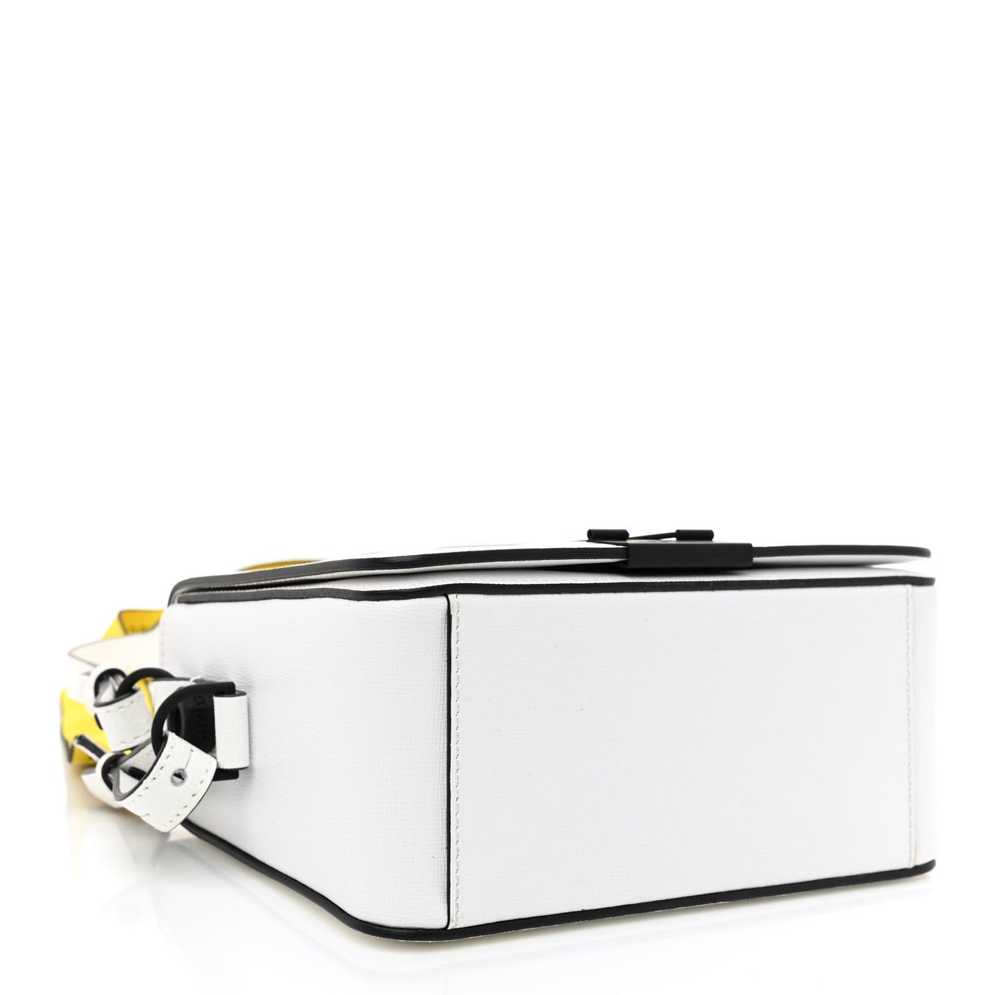 Saffiano Striped Diag Binder Flap Bag White Black