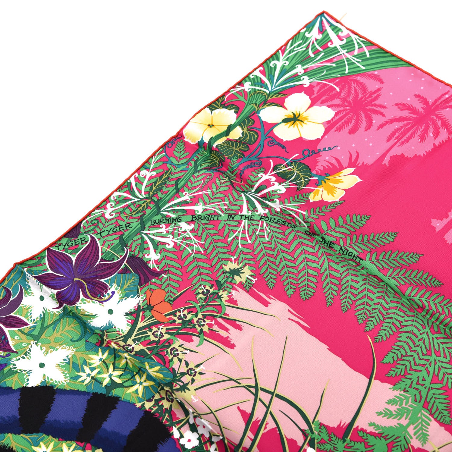 Hermes Silk Tyger Tyger Scarf 90 Rose Vif Indigo Vert 5 of 5