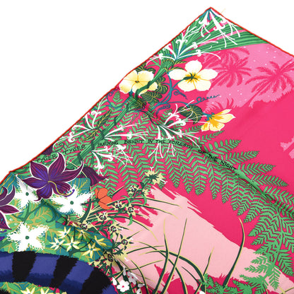 Hermes Silk Tyger Tyger Scarf 90 Rose Vif Indigo Vert 5 of 5